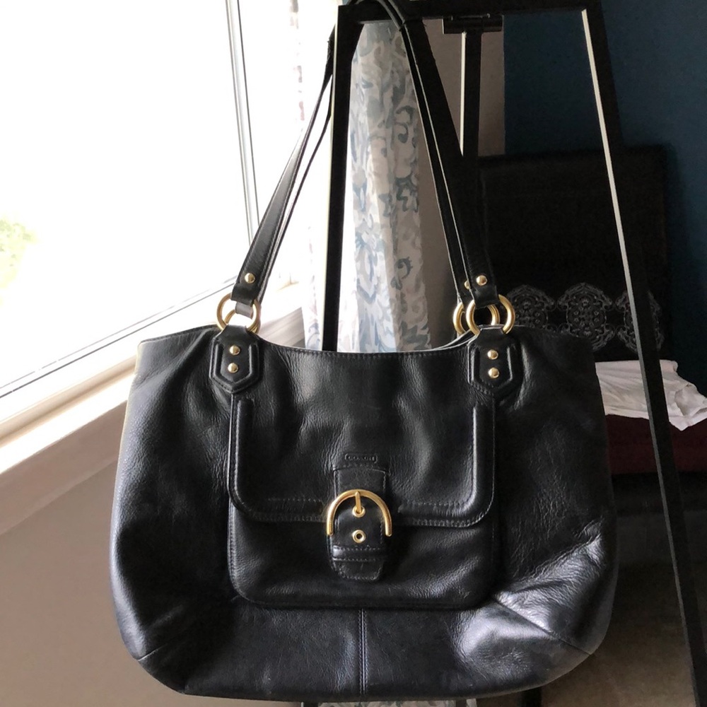 Black Coach Bag with gold buckle